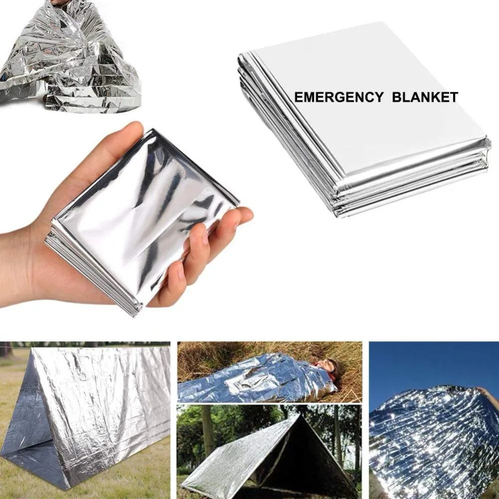 

Outdoor Waterproof Emergency Survival Rescue Blanket Foil Thermal Space First Aid Sliver Rescue Curtain Military Blanket