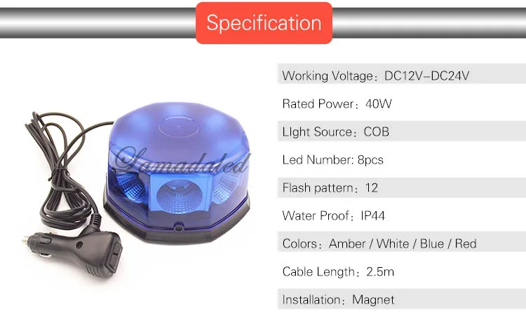 12V24V супер яркий синий 40 Вт полицейский светодиодный стробоскоп маяк с магнитной для скорой помощи пожарная машина стробоскоп сигнальная лампа