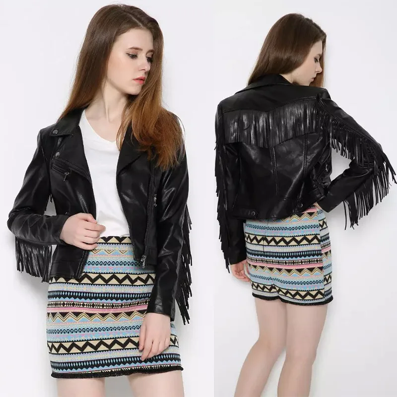 jaqueta de franja feminina