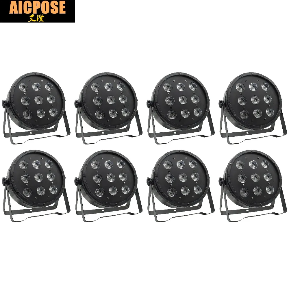 8 шт./лот 9x12 Вт плоский светодиодный прожектор 9*12 RGBW 4в1 Par DMX512 контроль дискотека