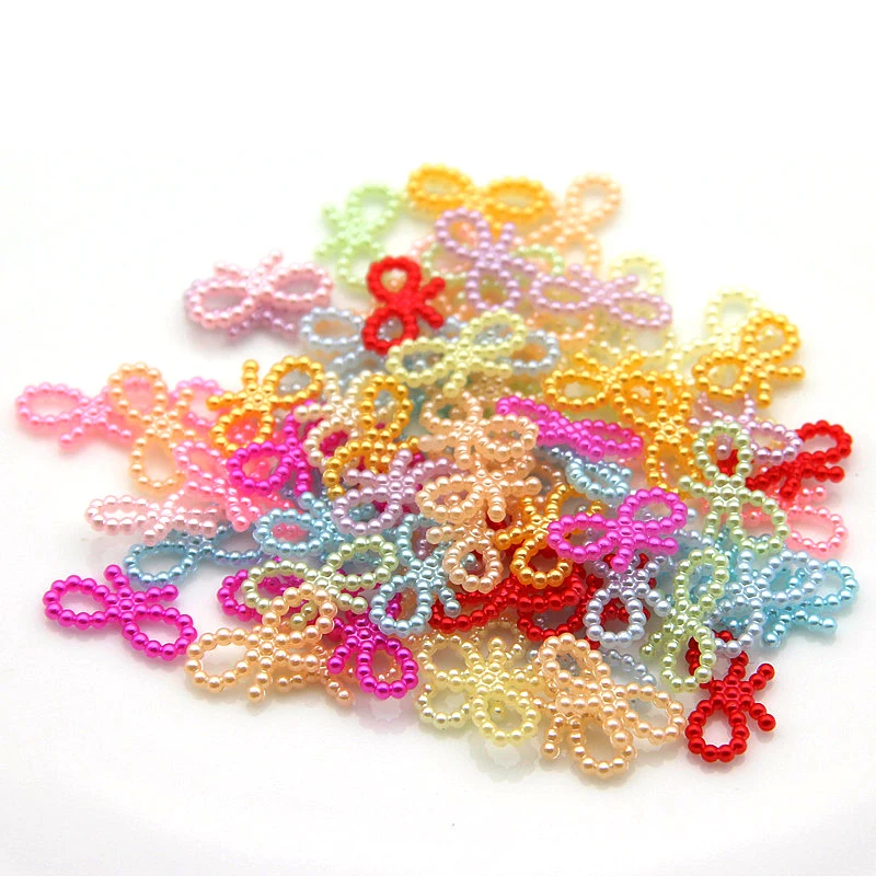 

100Pcs/Lot 18mm Imitation Half Pearl Acrylic Butterfly Knot Beads For Diy Making Arts Craft Apparel Handmade Sewing Garment Bead