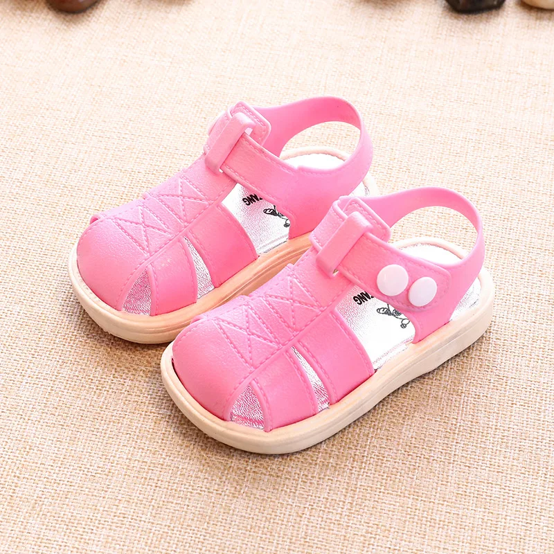 Сандалии для маленьких мальчиков; От 1 до 5 лет; обувь для новорожденных; Bebe Sandalia Infantil; Детские сандалии из мягкой кожи; пляжная обувь; Нескользящая дышащая обувь - Цвет: Розовый