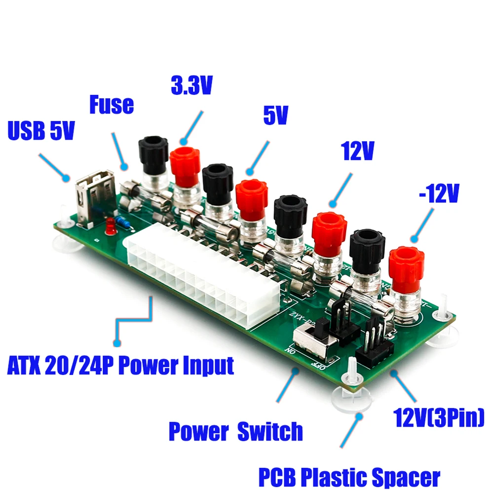 New 20/24Pins ATX Benchtop Power Board PC Computer Breakout Adapter Switch Module New 20/24Pins ATX Benchtop Power Board PC Computer Breakout Adapter Switch Module
