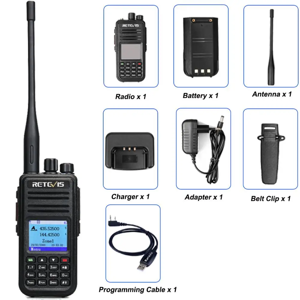 DMR Analog Digital Radio Amateur Radio+Cable Retevis RT3s GPS Dual Band UHF//VHF