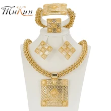 MUKUN 2017 Ultima Migliore Qualità Moda Italiana gioielli In Oro Dubai insiemi Dei Monili di colore Donne Africane Grande Collana di Gioielli(China)