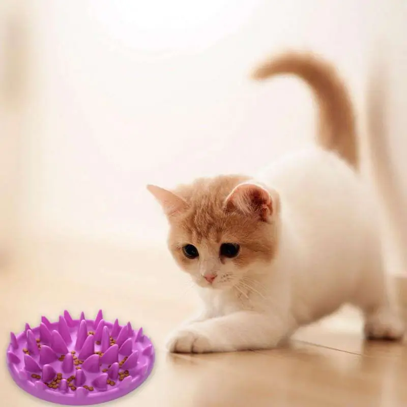 23*27*7,5 см Новинка цветная медленная миска для кошек фиолетовые джунгли форма диска пластик Прочный YWT
