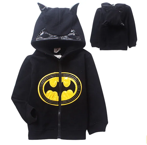 

2015 New Batman Black Hoodies Novelty Children Coats Kid Outerwear Boy Zipper Jackets SA-079