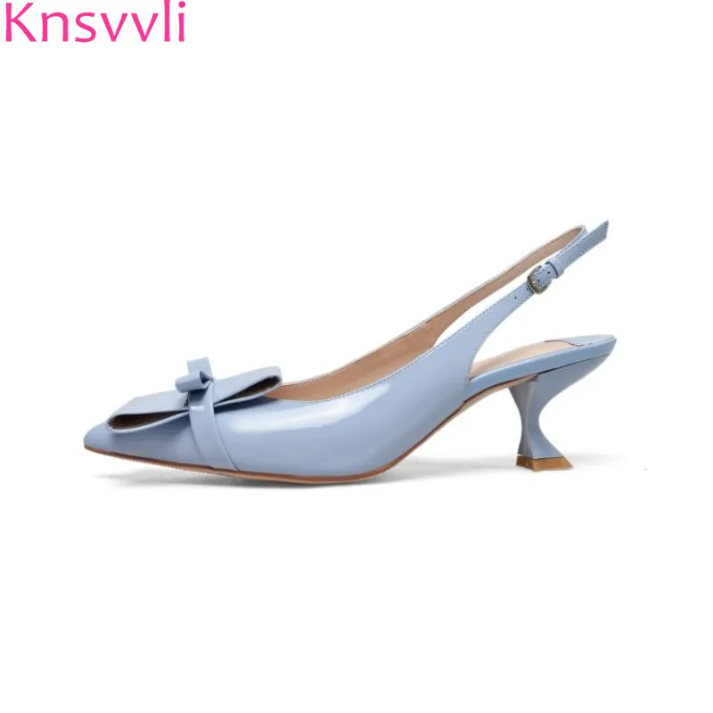 Knsvvli patent leather light blue woman sandals summer high heel women ...