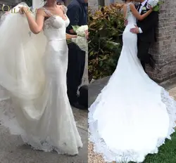 2019 Свадебные платья русалки в стиле ретро с кружевом, с открытой спиной, с коротким шлейфом, с кристаллами, пляжные свадебные платья vestido de