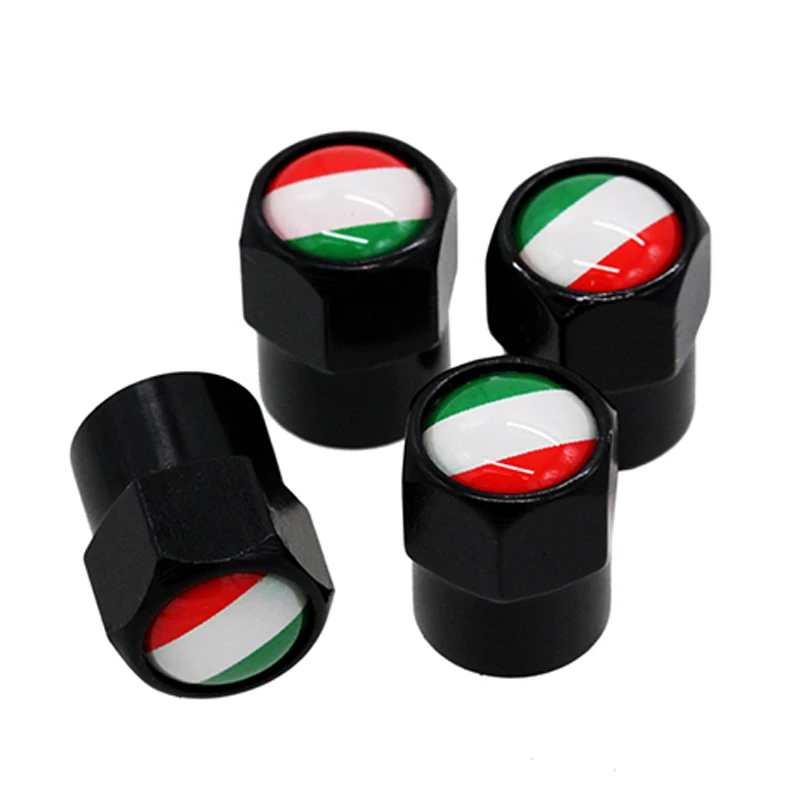 HAUSNN 4Pcs/Pack Car Accessories for FIAT Alfa Romeo Ferrari Italy Flag Logo Sticker Wheel Tire Valve Caps Stem Auto Styling