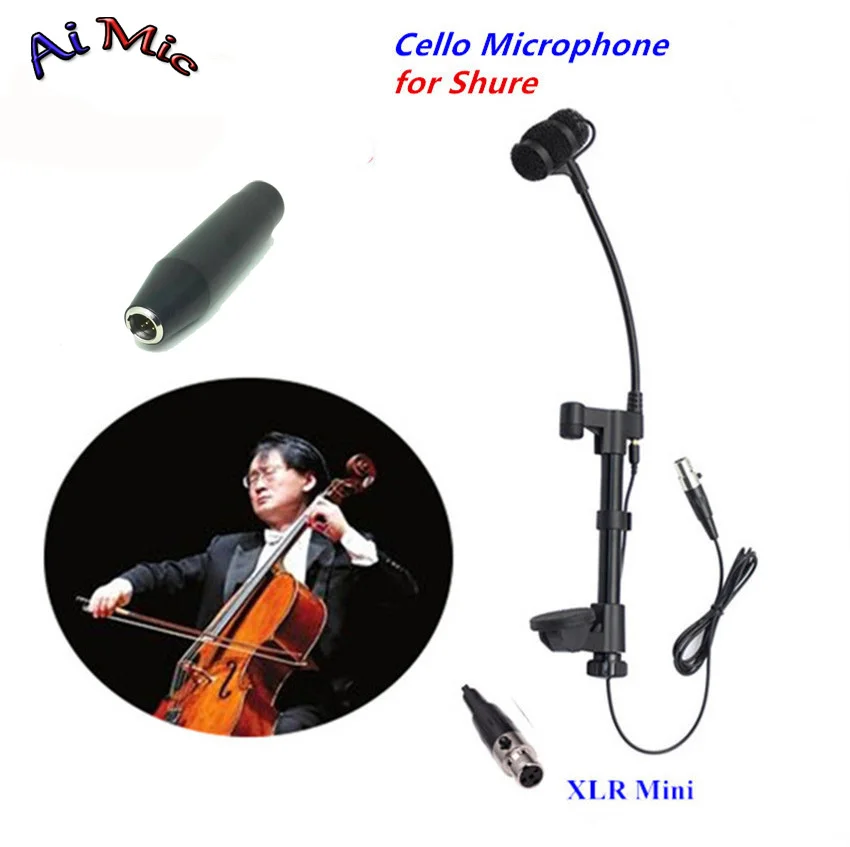 

Top Gooseneck Instrument Microphone Cello Microfone Music Transmitter with Mini XLR 4pin for Shure Wireless System Mic