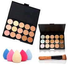 Модные женские туфли Professional 15 цветов Макияж Косметический контур корректоры для лица Палетка для макияжа+ губка консилер кисточки