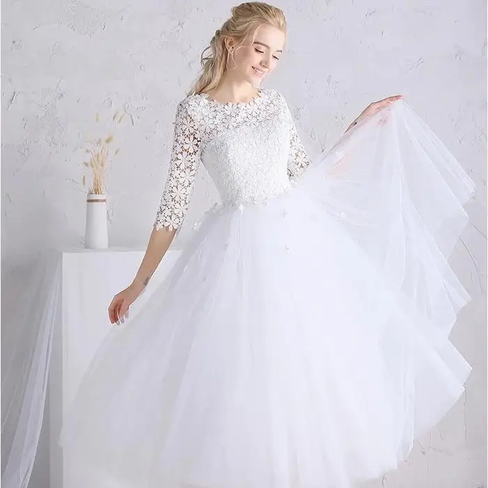 Красивые кружевные белые вечерние платья с коротким рукавом Emily,, трапециевидные вечерние платья длиной до середины икры, Vestido de noite, на заказ