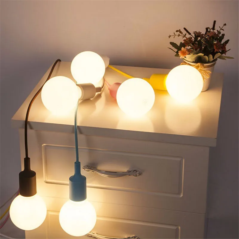 

6pcs Colorful Silicone Pendant Lights Multi-colored E27 Base Holder Art Pendant Lamp for Modern Restaurant Coffee Bedroom