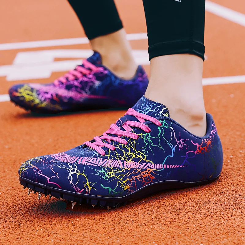 

Super Cool Men and Women Running Spike Shoes Professional Track and Field Shoes Green Orange Big Boy Track And Field Shoes Brand