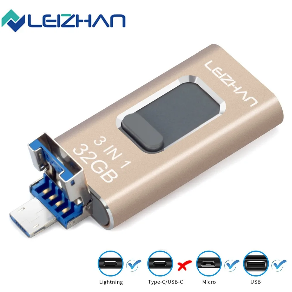 

LEIZHAN USB Flash Drive 128gb for iPhone XR/X/8 Plus/8/7 Plus Memory Stick OTG Pen Drive 32gb 64gb Usb 3.0 Android Thumb Drive
