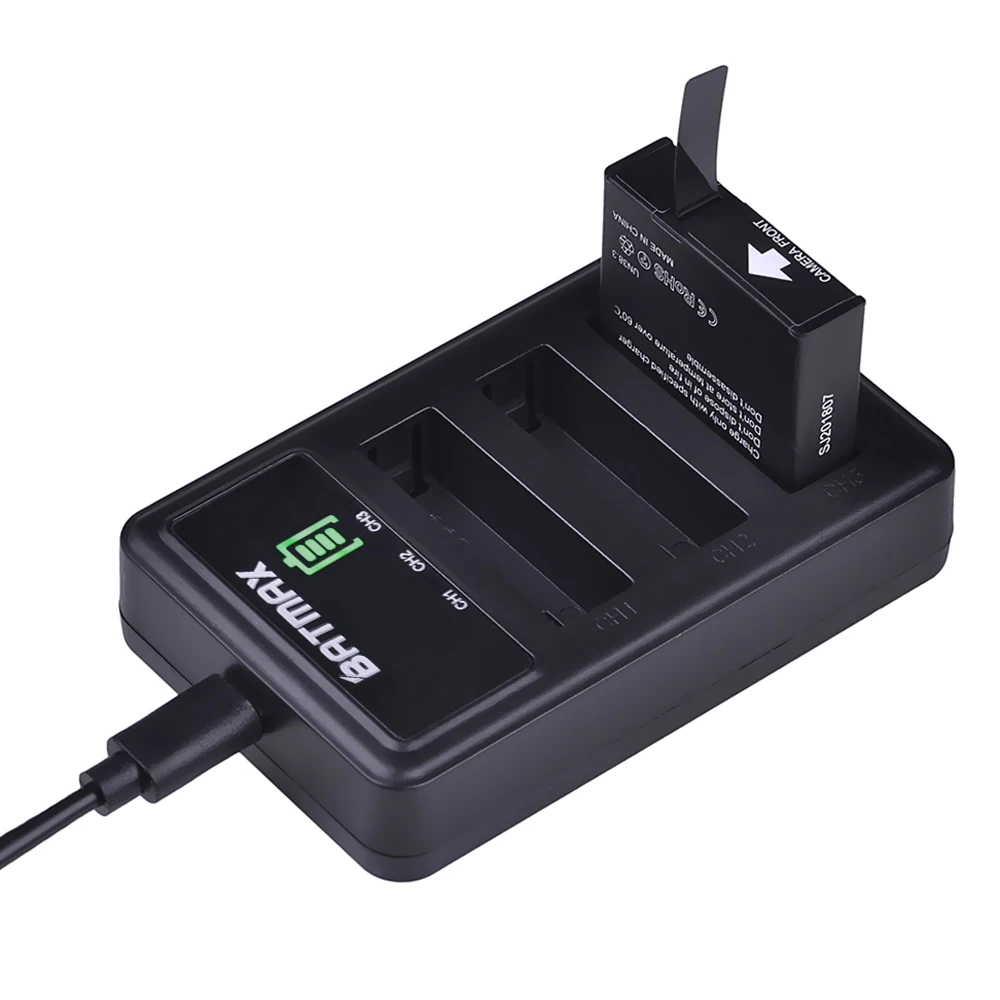 Câmeras de Ação 3-slots de Bateria + Led Usb para Sjcam Original Sjcam Sj8 4 Série Carregador Pro - Plus ar Pcs 1200 Mah - Image 6