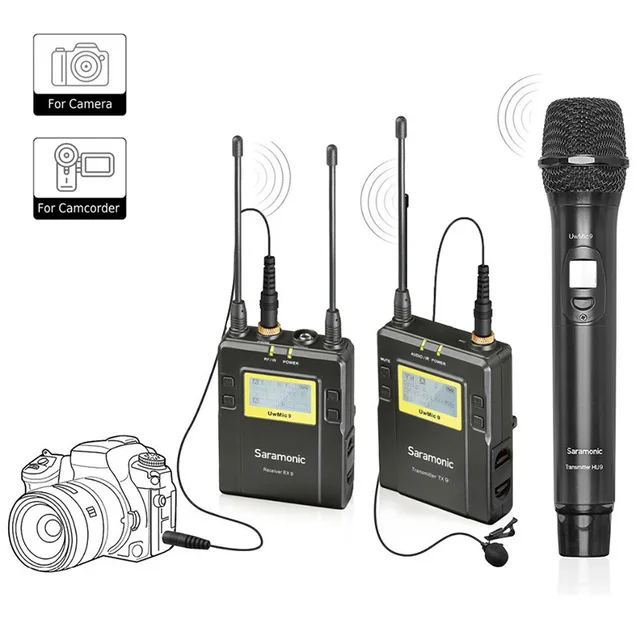 UWMIC9 вещания UHF камера Беспроводные ПЕТЛИЧНЫЕ микрофонные системы передатчики и приемники для sony DSLR камеры и видеокамеры - Цвет: HU9 RX9 n TX9