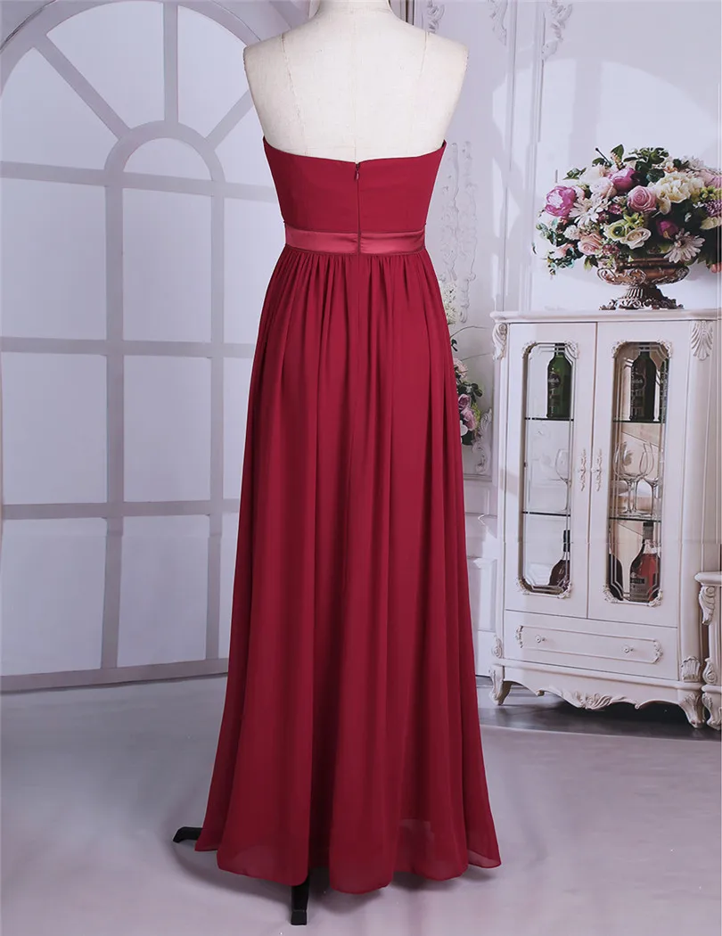 Dusty Rose Pleated A Line Long Bridesmaid Dress