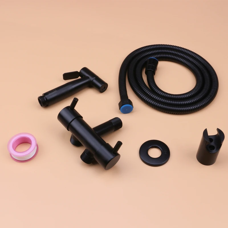 

MTTUZK 304 Stainless Steel Black Bidets Bathroom Hand Shower Bidet Toilet Sprayer Hygienic Shower Tap Wall Mount Bidet Faucet