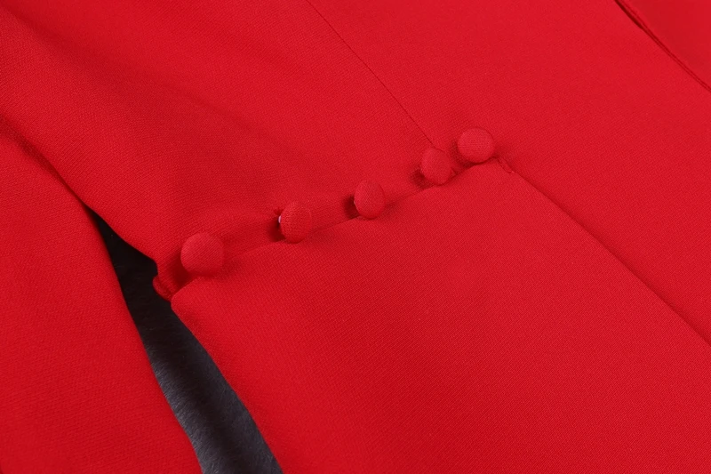 Beateen, красный блейзер с v-образным вырезом, длинный рукав, широкие брюки, OL, официальные женские брючные костюмы, 2 пицевых комплекта