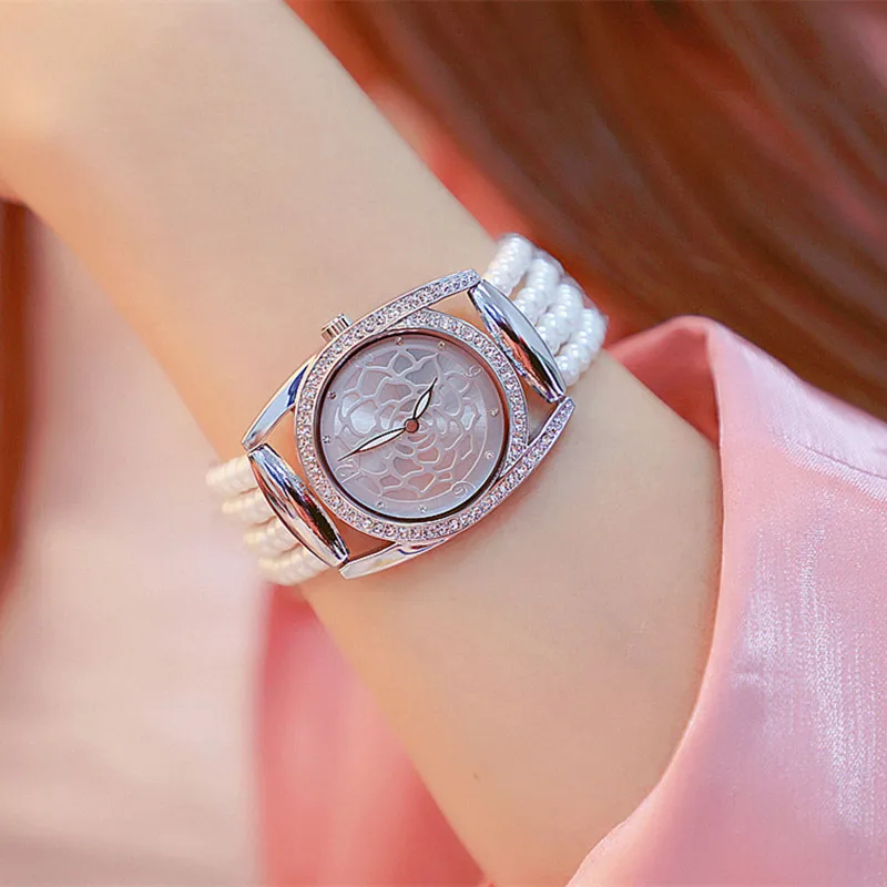 

New Woman Watch Fashion Women Watch Luxury Pearl Band Casual Watch Women Rhinestone Quartz Wristwatch Bracelet reloj mujer