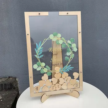 

Personalize Frame Wedding Guest Book Alternative Drop Top Box Customize Guestbook Wood Heart Guestbook With Wedding Sign Board