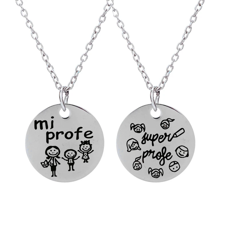 

Stainless Steel Kids Pendant Necklace Choker Jewelry Women Souvenir Jewelry Student Teacher Day Gifts
