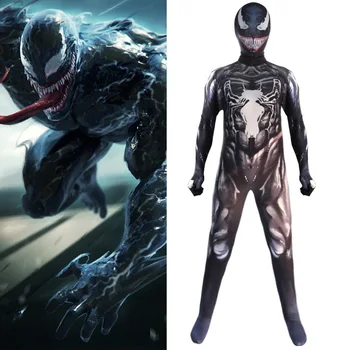 

3D Print Spiderman Superhero Movie Venom Cosplay Costume Marvel Black Zentai Suit Boys Halloween Adult Boys