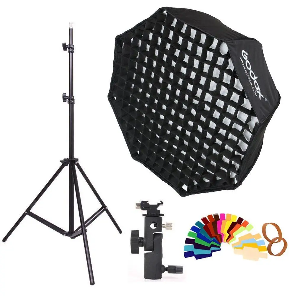 

Godox 80cm Octagon Honeycomb Grid Umbrella Softbox Light Stand Umbrella Hot Shoe Bracket Kit for Flash Speedlite Video Studio