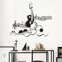 Stickers Creative Abstract Guitar And Violin Vinyl Wall Sticker Mural Musical Note Art Wallpaper For Kids Baby Room Home Decor