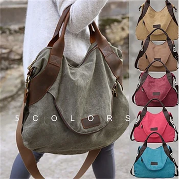 

Luxury Women Big Handbags Canvas Round Bag Fashion Tote Lady Casual Shoulder Crossbody Bags