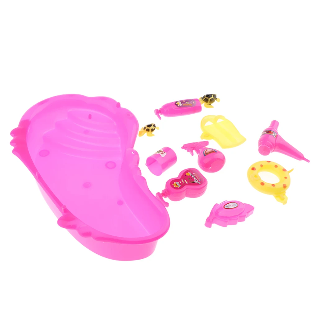 Fashion Doll Bathroom Furniture Set Mini Bathtub Toy Mini Toilet Toy Dollhouse Life Scene Ornament Random Color