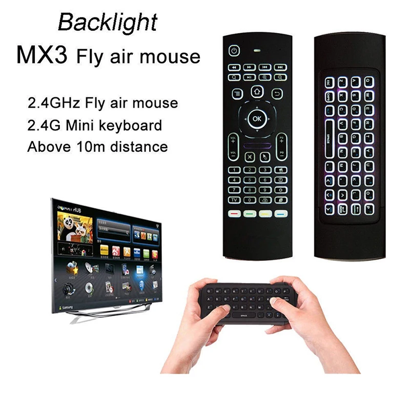 Пульт дистанционного управления MX3 L с подсветкой Air mouse T3 Smart Voice 2 4G RF Беспроводная