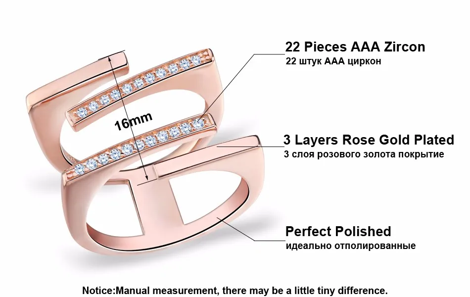 ORSA JEWELS розовое золото и серебро уникальный геометрический дизайн CZ Кольцо проложили 22 штуки австрийский Циркон Модные ювелирные изделия OR127