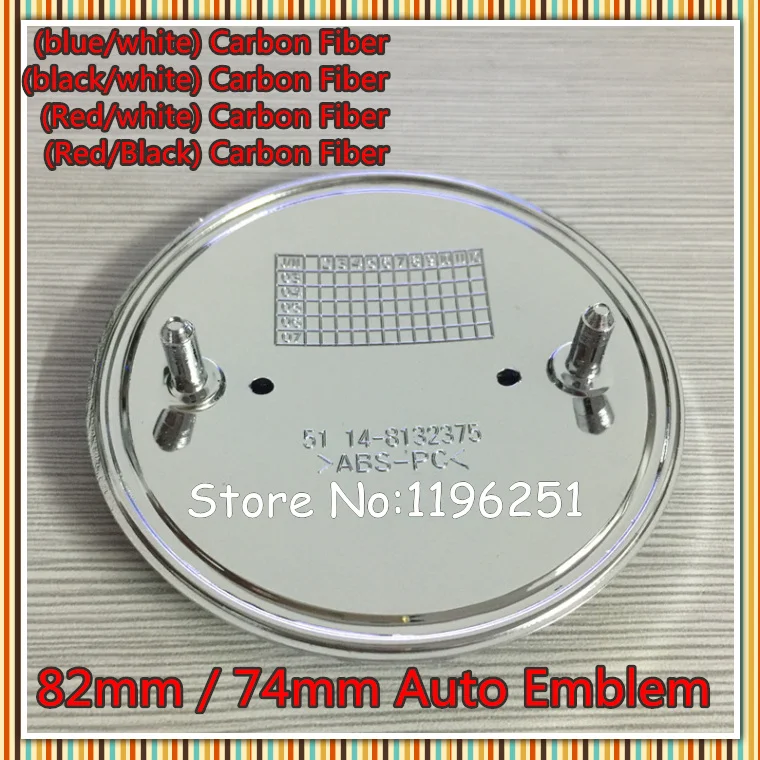

100pcs 74mm/82mm Blue,Black Carbon Fiber Emblem Badge Hood Front Rear Trunk Logo Car Auto Accessories BY DHL
