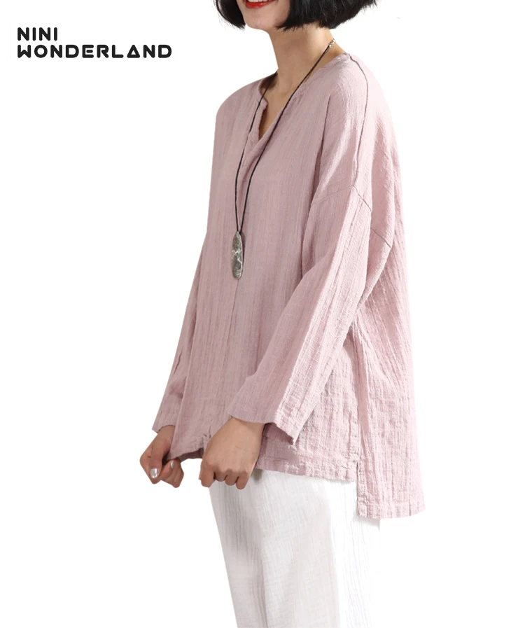NINI WONDERLAND НОВАЯ тонкая хлопковая льняная футболка для женщин новые летние