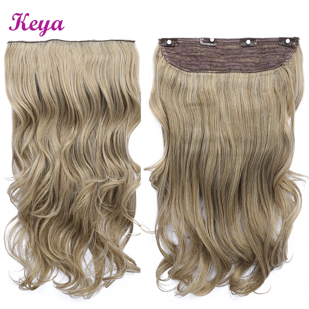 Wavy Clip in Hair Extensions 4 Clips in One Piece Natural Halo Hair Extensions 24 Inch 190g Synthetic Hair Extensions For Women