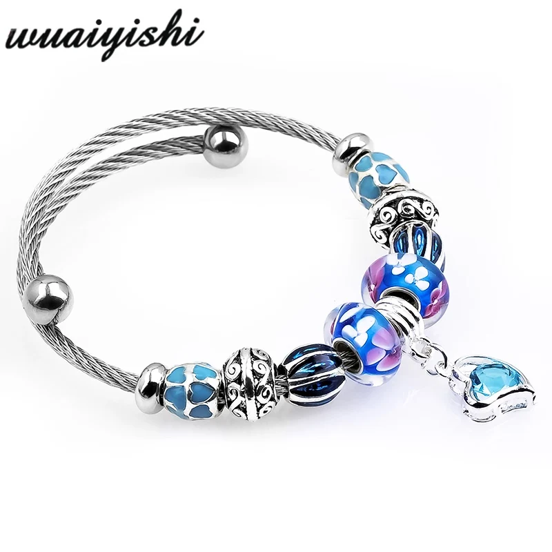 

colorful heart delicate Zircon Charm Bracelet for Women Fit Brand Bracelet Jewelry DIY Making Accessories Gifts PDA-165