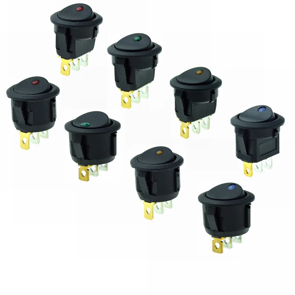 12V 220V LED Dot Light Round Rocker Boat Switch Red Green Blue Yellow illuminated Lamp SPST 2 Positions ON/OFF 20mm Panel Mount 12V 220V LED Dot Light Round Rocker Boat Switch Red Green Blue Yellow illuminated Lamp SPST 2 Positions ON/OFF 20mm Panel Mount
