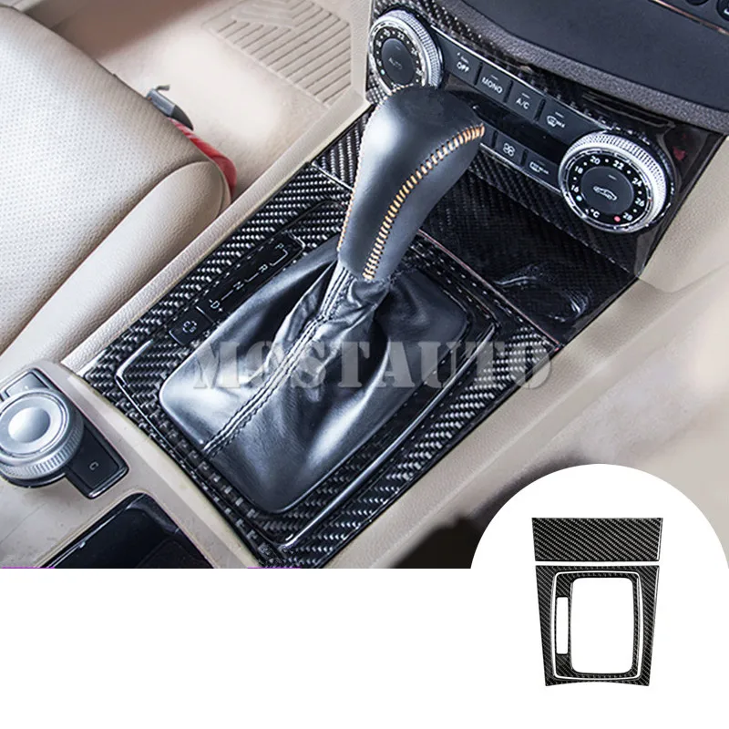 

For Benz C Class W204 S204 Carbon Fiber Console Gear Box Trim Cover 2007-2013 3pcs Car Accessories Interior Car Decor Car Trim