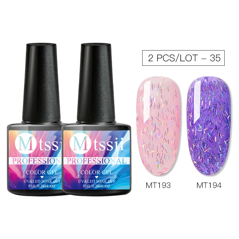 Mtssii 1/2Pcs UV Nail Gel Polish Set DIY Glitter Salon Nail Lacquer Enamel Semi Permanent Pink Led Gel Kits Nail Art Decoration - Цвет: S01626S01627