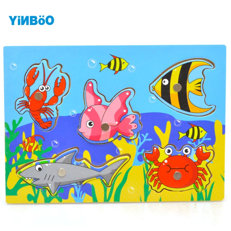 

Brand New Baby Kid Wooden Magnetic Fishing Game 3D Jigsaw Puzzle Toy Interesting Baby Children Educational Puzzles Toy Gift