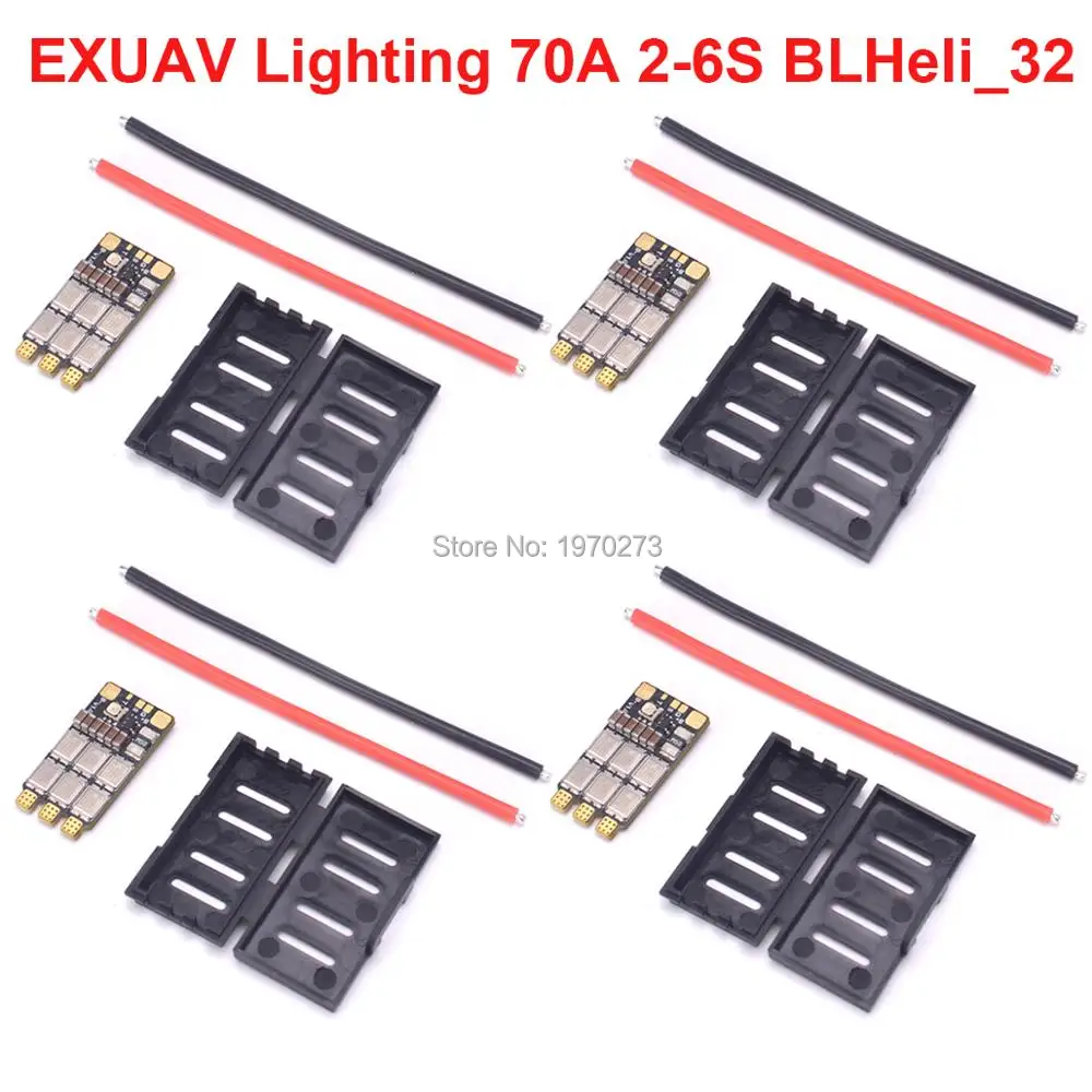 

EXUAV Lighting 70A 2-6S BLHeli_32 Brushless ESC support Dshot 150/300/600/1200 / Oneshot / Multishot for FPV RC Drone