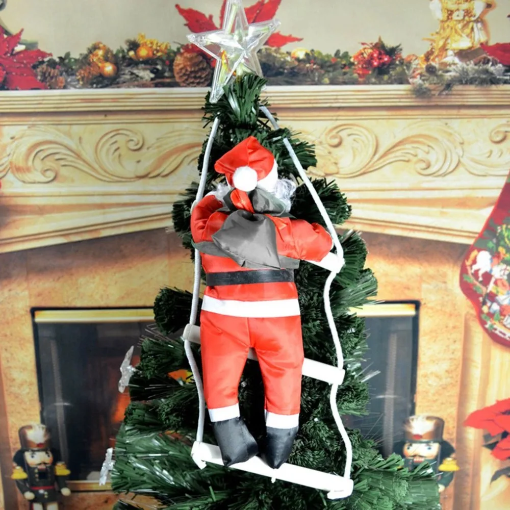 Санта Клаус восхождение по лестнице Рождественская елка украшения год орнамент Санта Клаус д завесы большой Размеры с лестницей