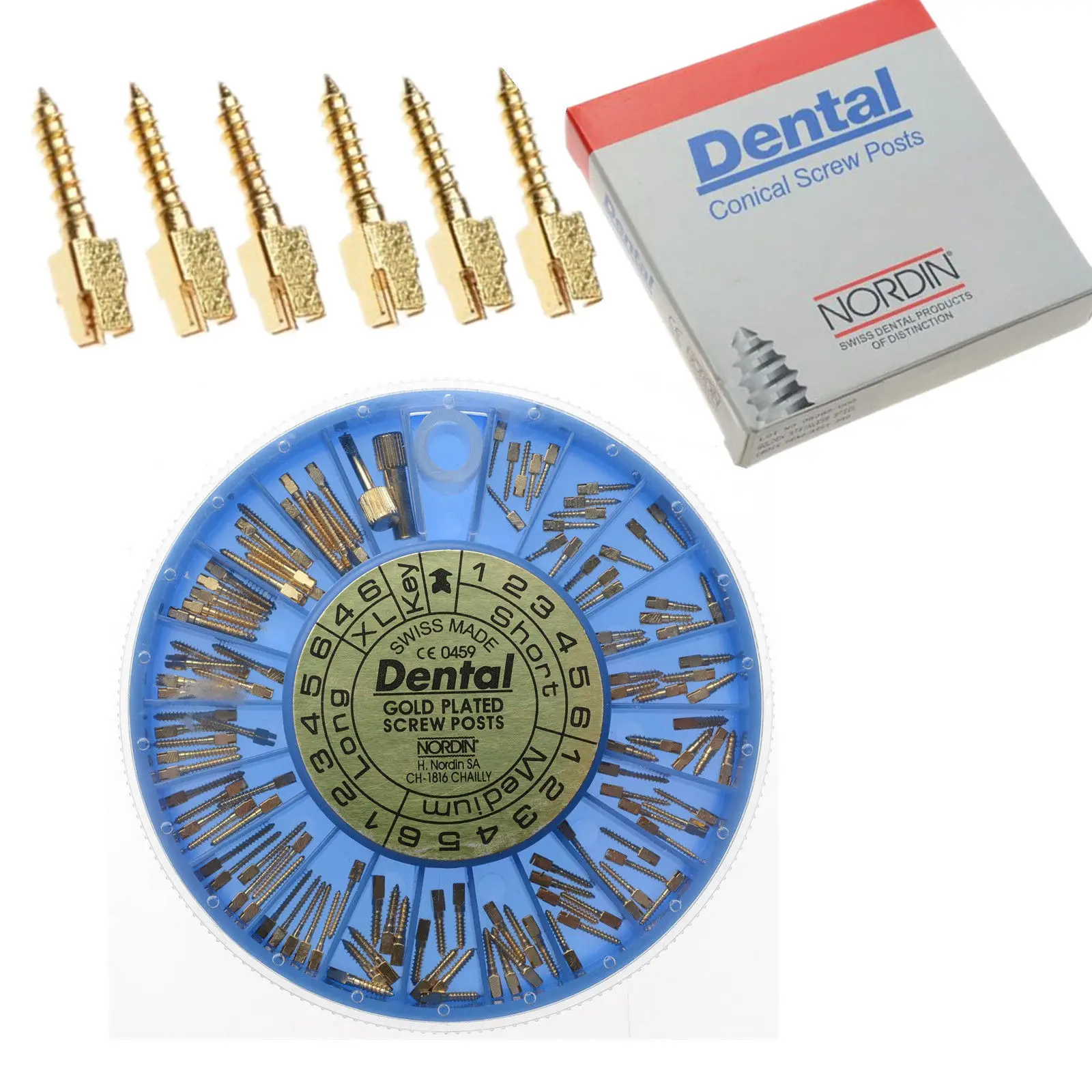 120 Pcs Dental Conical Screw Posts Kits Refills 24K Gold Plated Tapered
