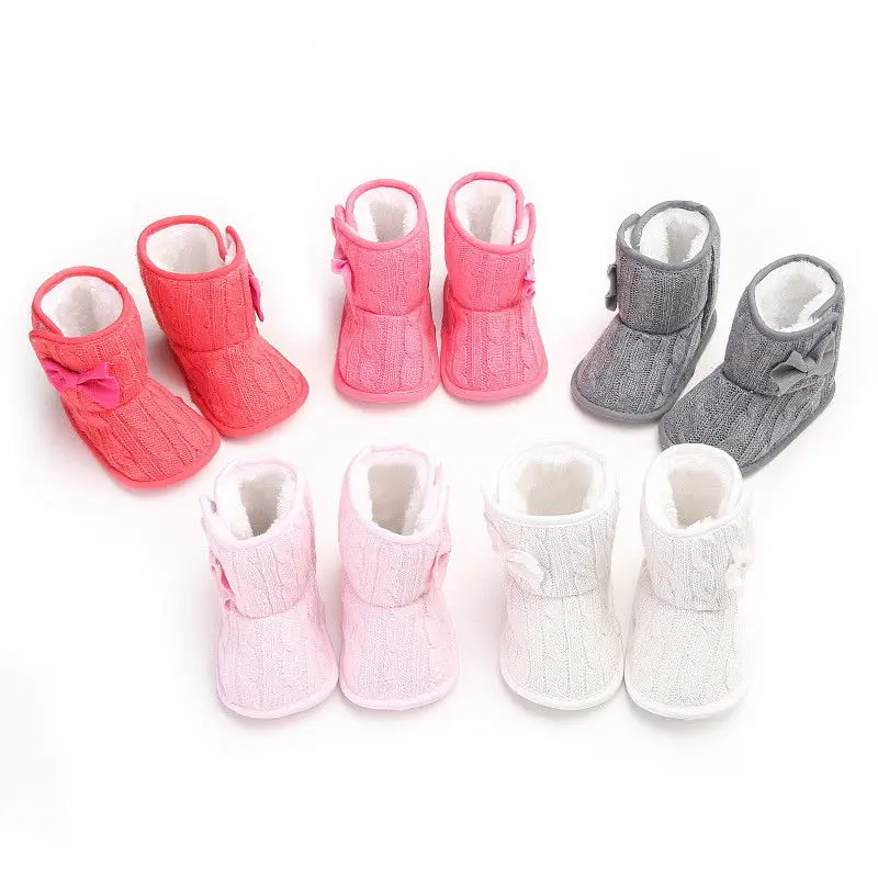 Pudcoco Toddler Girl Knit Boots Shoes Infant Baby Winter Warm Soft Sole