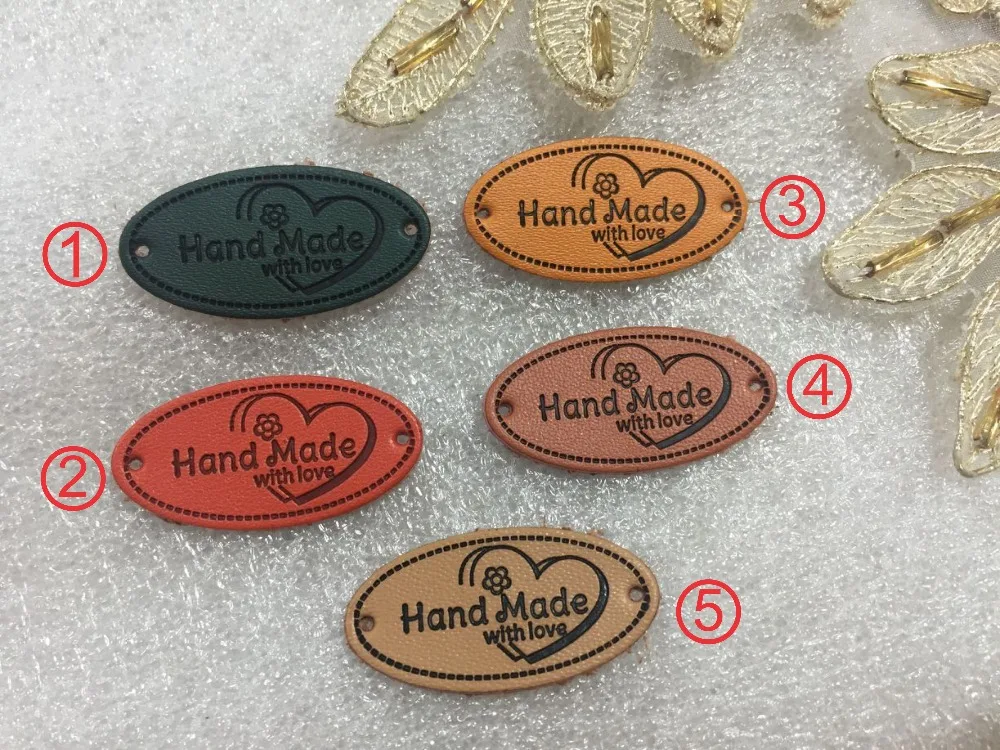 

Fashion English Handmade PU leather labels for Handicraft Sewing label 50 pcs/lot/ hand made label /handmade leather label