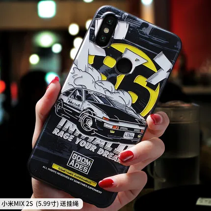 

Initial D ,Moon Astronaut ,Smoking warning embossed Relief case For Xiaomi mi mix 2s mix2s case cover