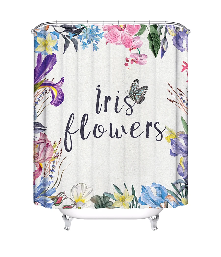 Цветы занавеска для душа Водонепроницаемая полиэфирная ткань свадебная занавеска для ванной комнаты с 12 крючками для декора ванной комнаты